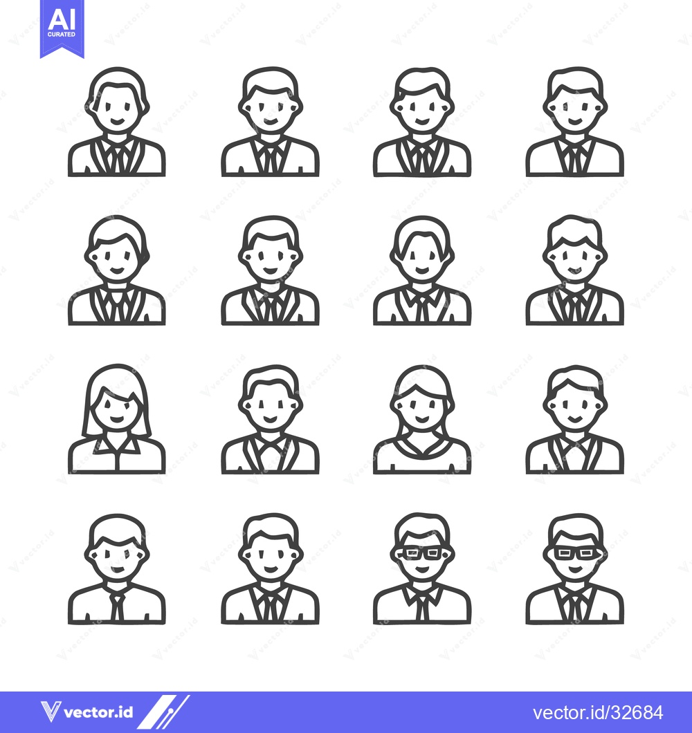 Premium Vector of Diverse Business Professionals - A Collection of Portraits.