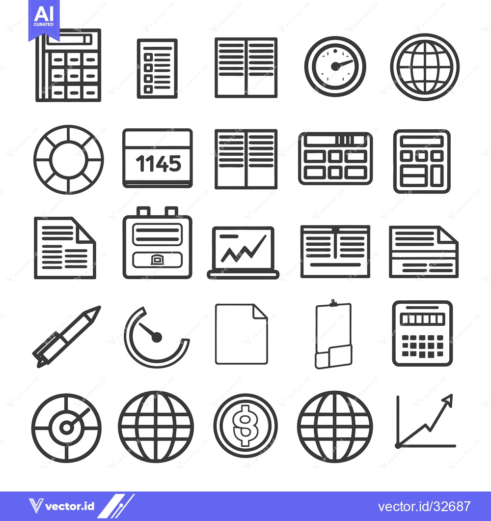 Premium Vector dari Collection of Business-Related Line Icons
