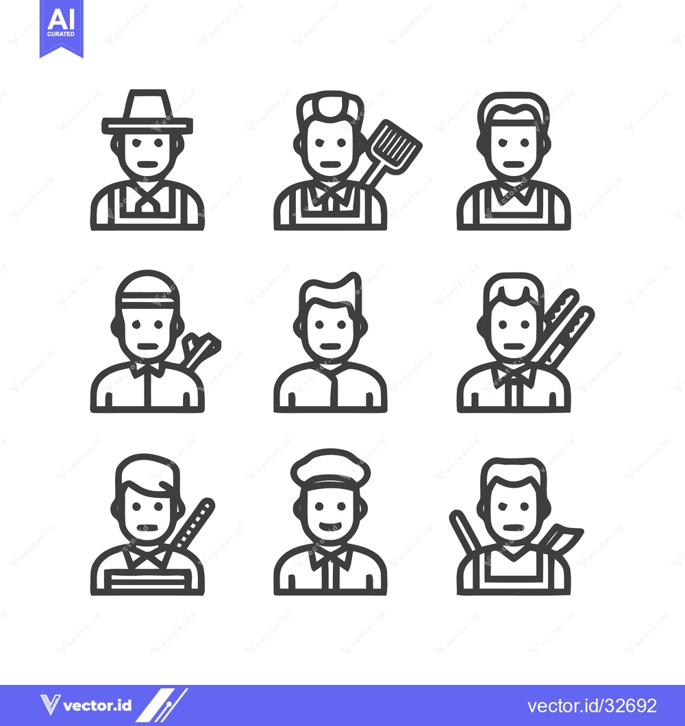 Premium Vector dari Diverse Professions - A Collection of Illustrated Worker Icons.