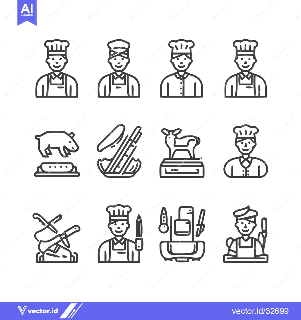 Premium Vector dari Chef Icons - Culinary Professionals and Food Preparation Symbols.