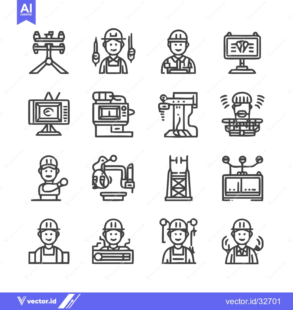 Premium Vector dari Electrical Engineering and Construction Workers Icons Set.