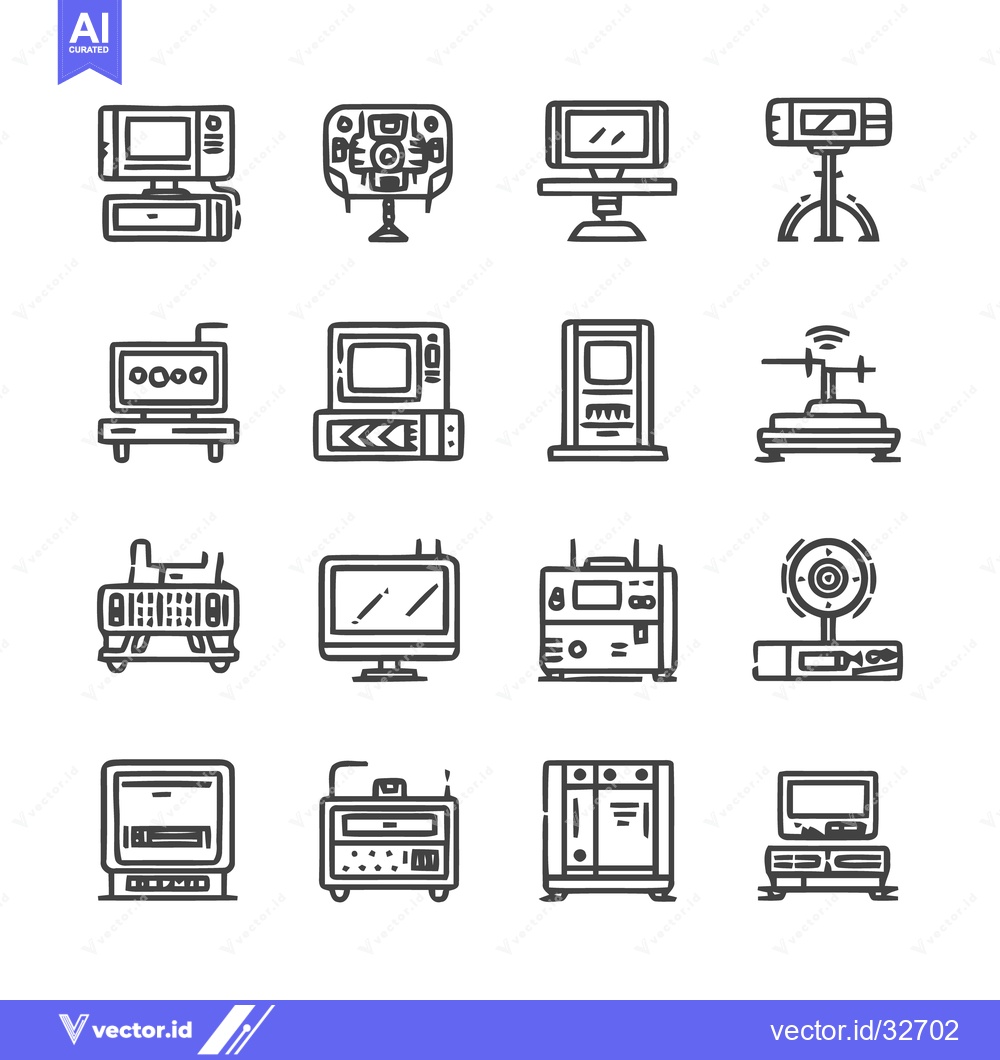 Premium Vector dari Collection of Various Electronic Devices and Equipment Icons.