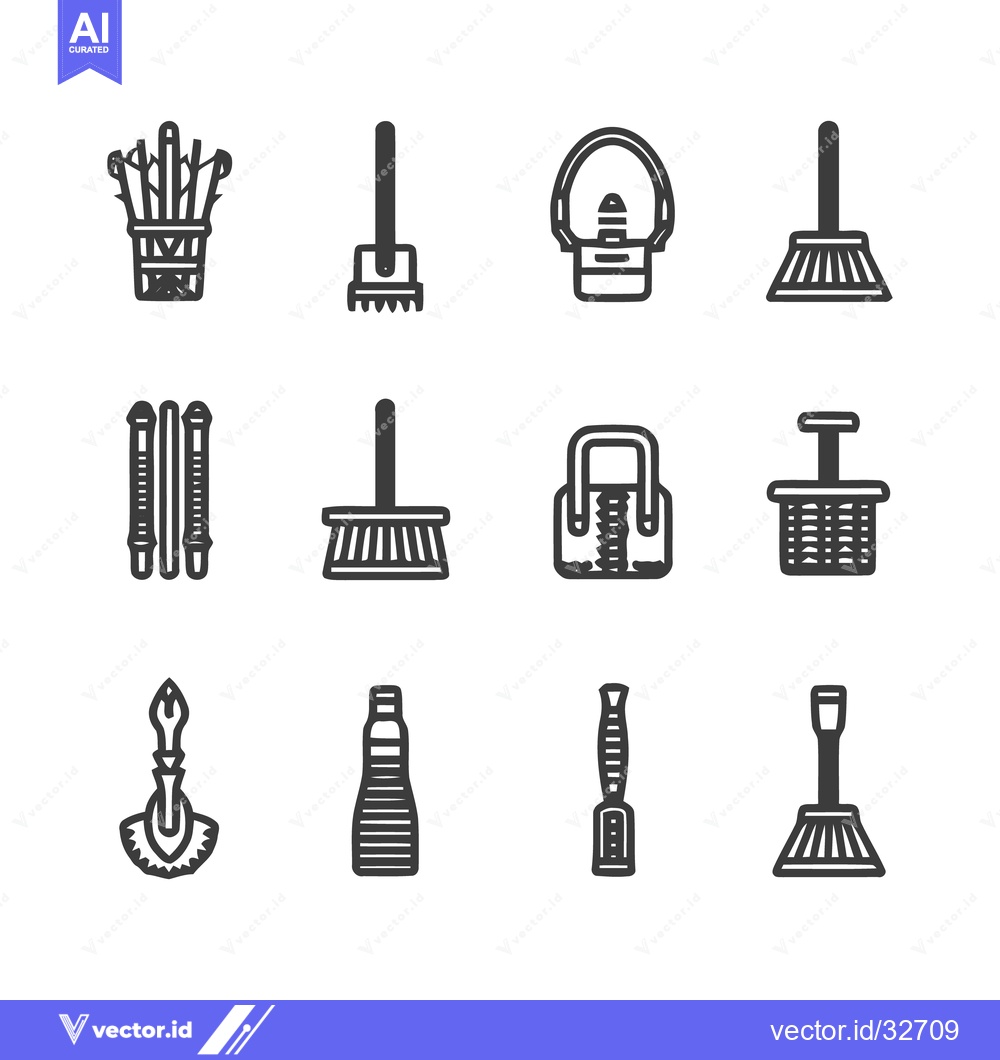 Premium Vector dari Cleaning tools vector illustration set, isolated on white.