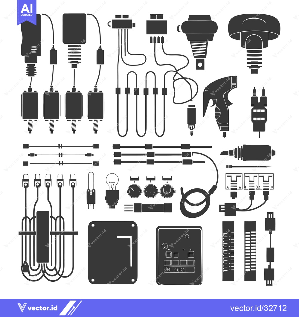 Premium Vector dari Collection of Car Electrical System Parts and Components