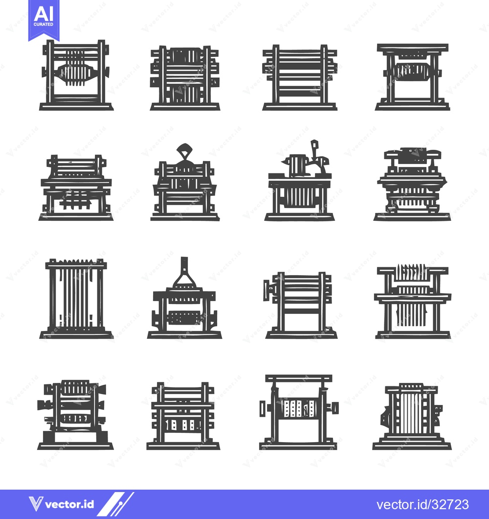 Premium Vector dari Collection of Weaving Looms - Vintage Textile Machinery Illustrations.
