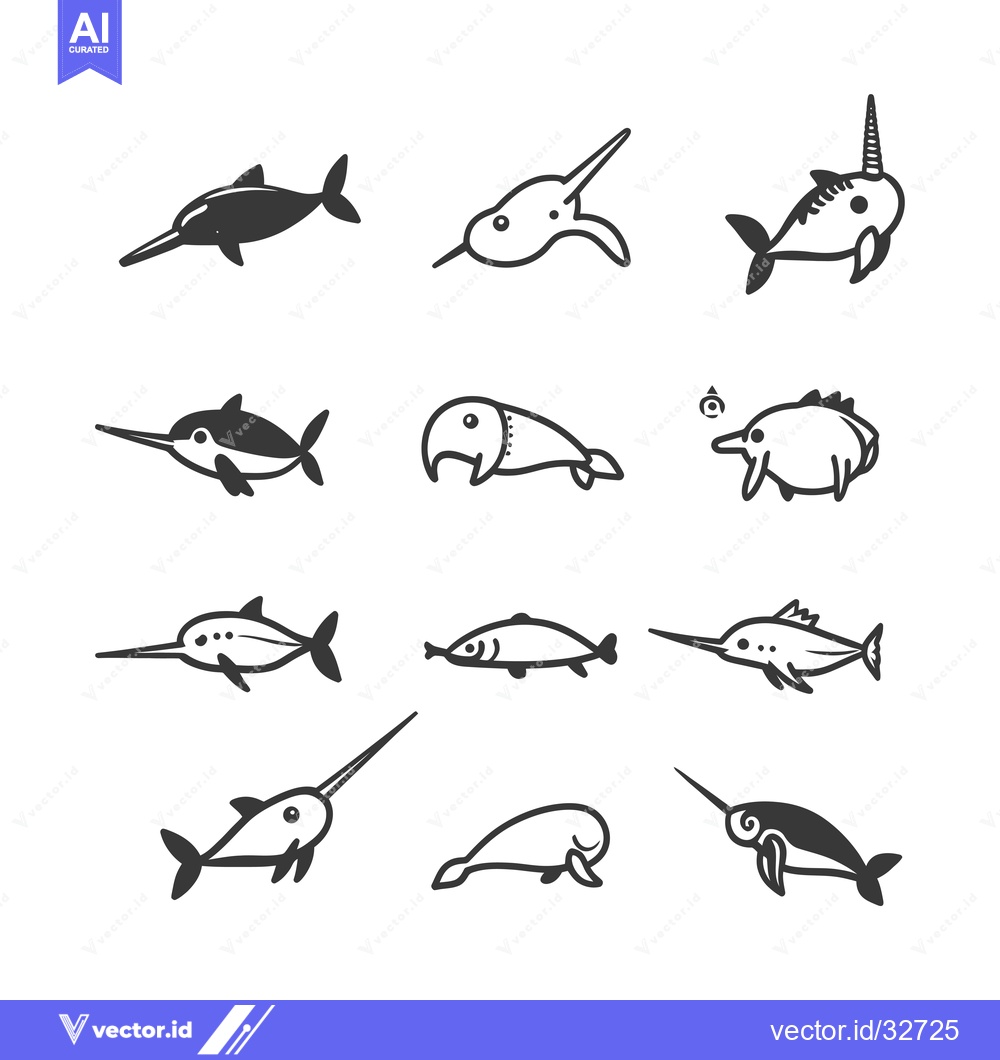 Premium Vector dari Collection of Cartoon Fish with Long Snouts