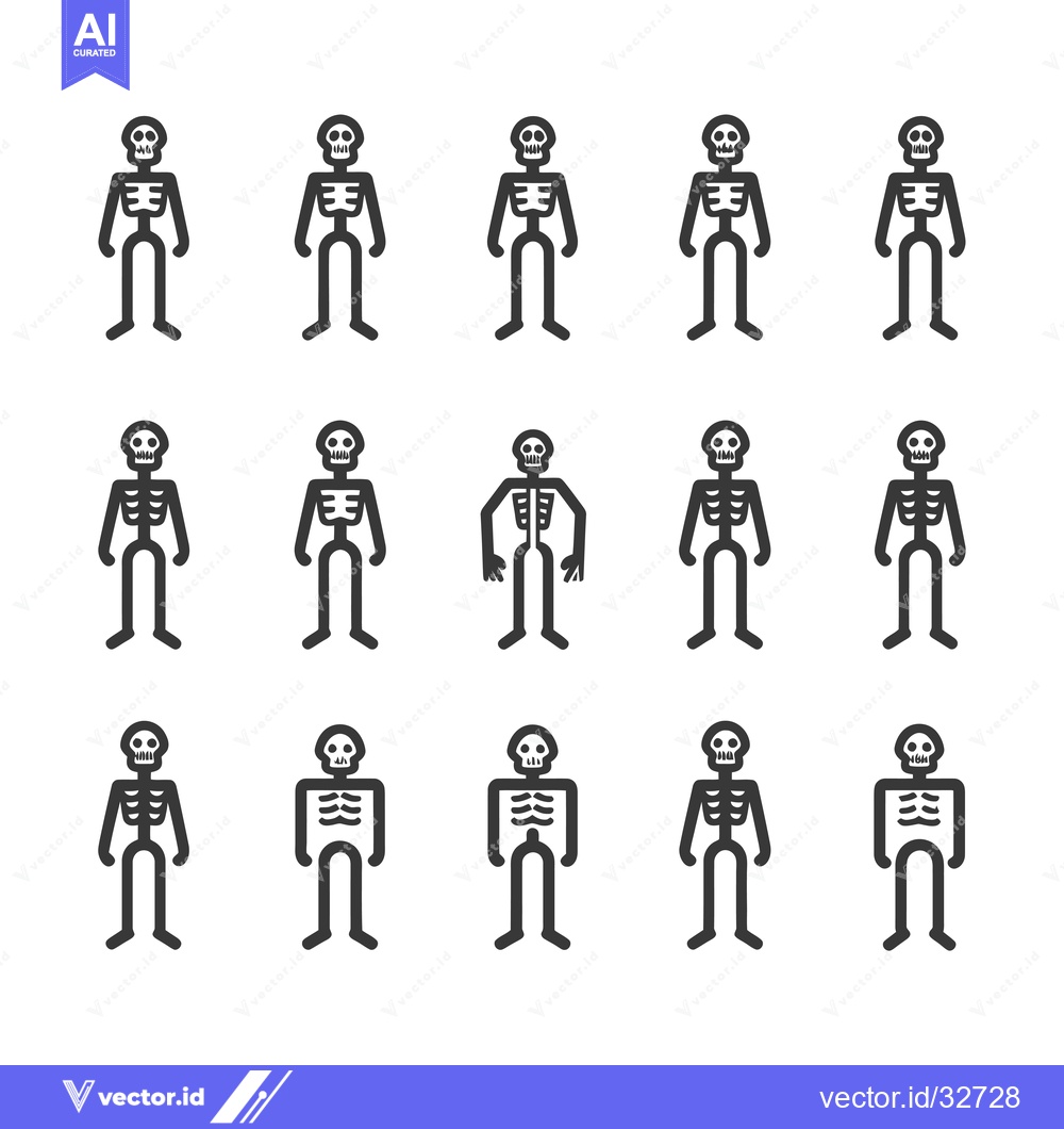 Premium Vector dari Collection of Cartoon Skeletons in Different Poses