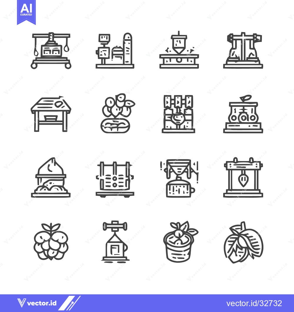 Premium Vector of Collection of Line Art Icons Depicting Various Objects.