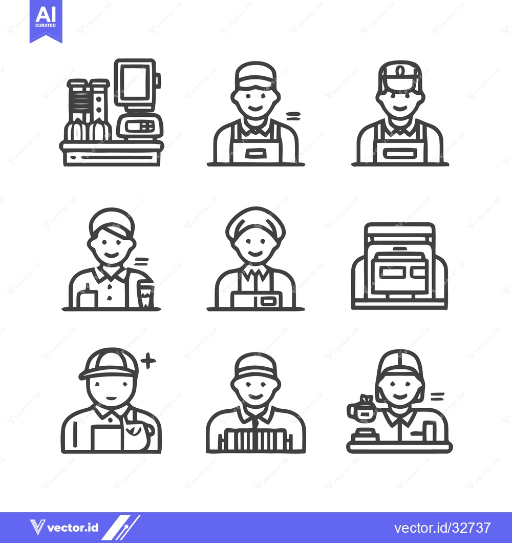 Premium Vector of Diverse worker icons representing various professions and roles in dif