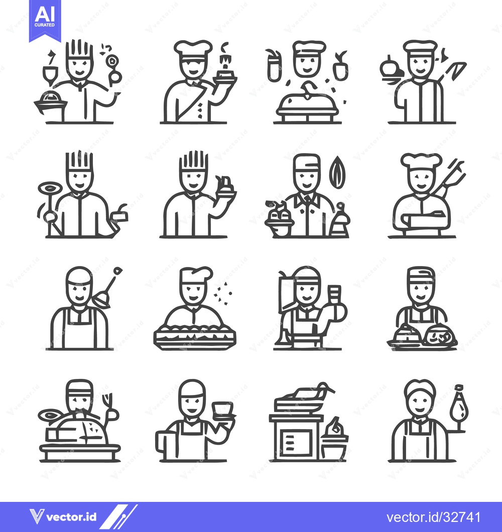 Premium Vector dari Chef Icons - Culinary Professionals and Food Preparation Illustrations