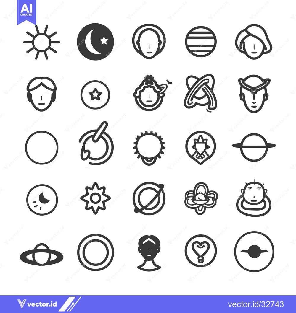Premium Vector dari Collection of Celestial and Cosmic Line Icons