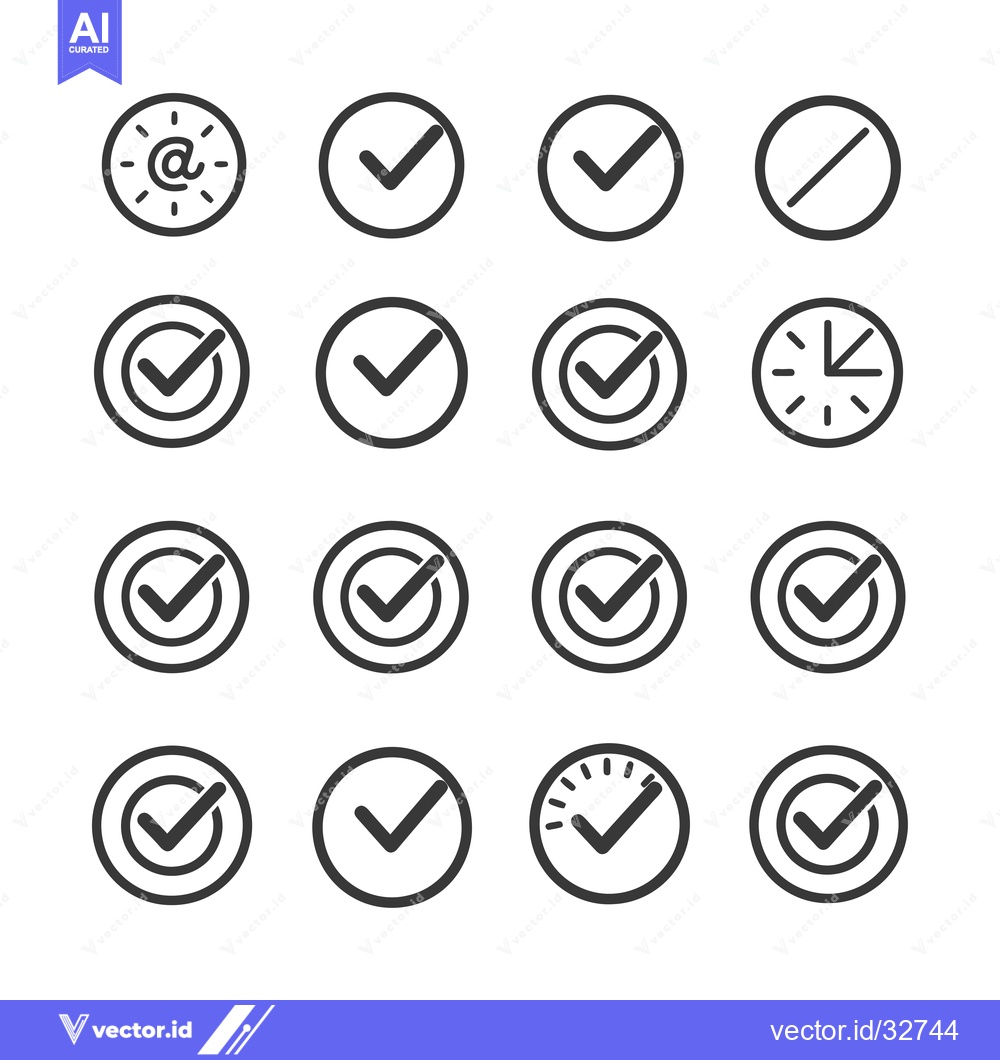 Premium Vector dari Collection of Checkmark and Clock Icons in Circles