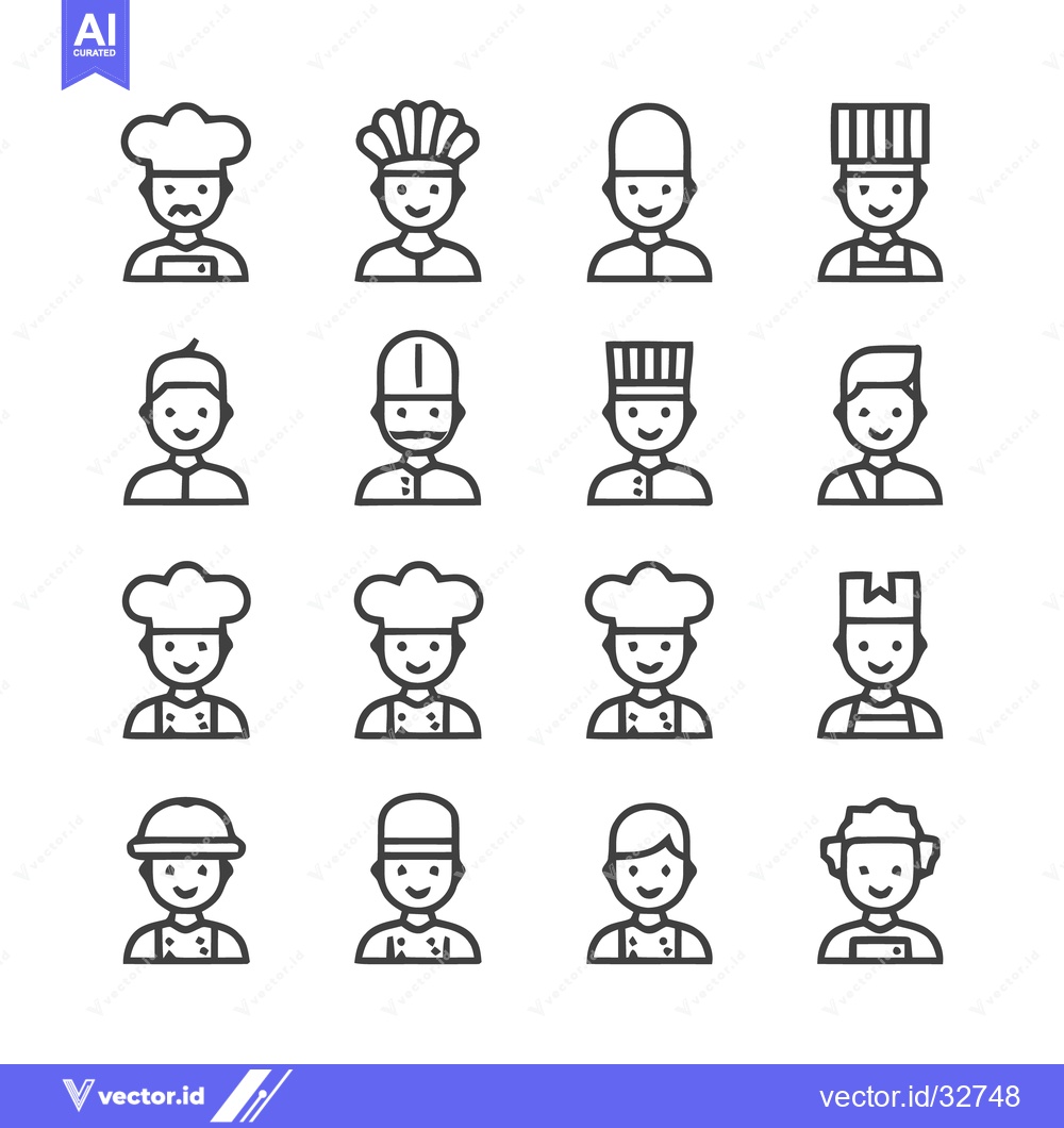 Premium Vector of Chef Icons - A Collection of Professional Culinary Figures.