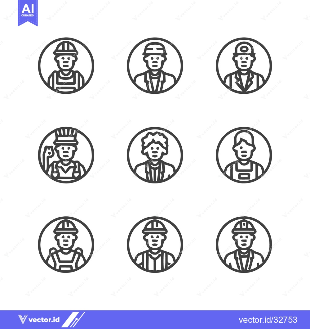 Premium Vector dari Diverse Professions - A Collection of Line Art Icons Representing Vari