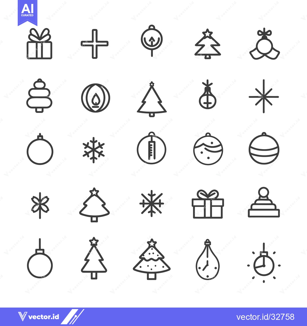 Premium Vector of Collection of Christmas and Winter-Themed Line Icons