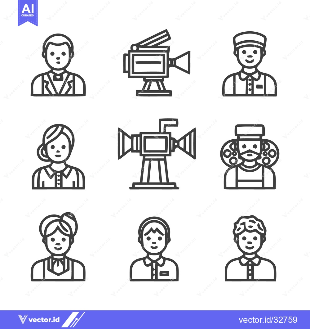 Premium Vector of Film Crew and People Icons - A Diverse Collection.