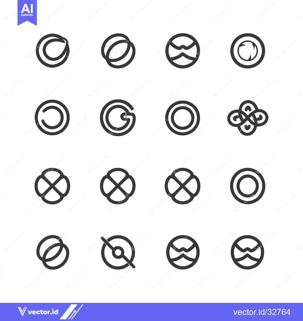 Premium Vector of Collection of Circle-Based Abstract Geometric Icons