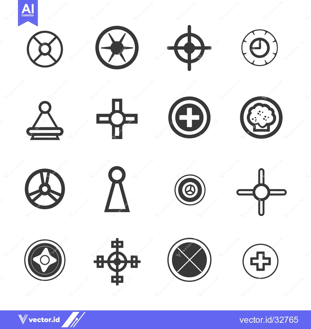 Premium Vector dari Collection of Circular and Cross-Shaped Geometric Icons