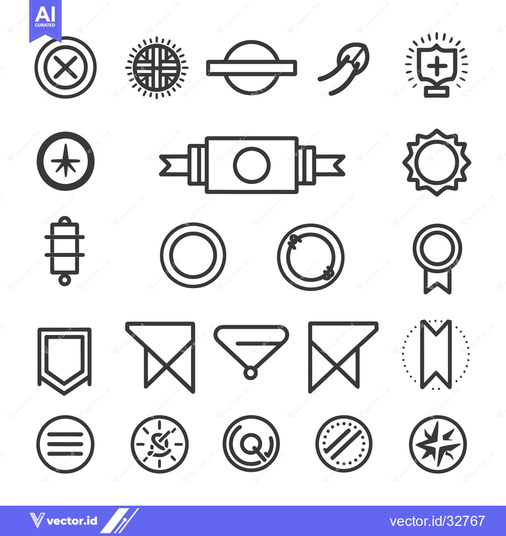 Premium Vector dari Collection of Circular and Shield-Shaped Line Icons