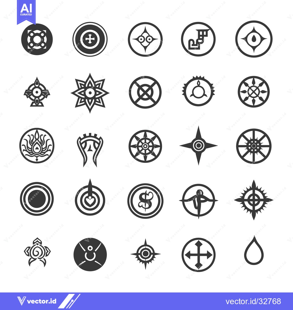 Premium Vector of Collection of Circular and Star-Shaped Geometric Designs