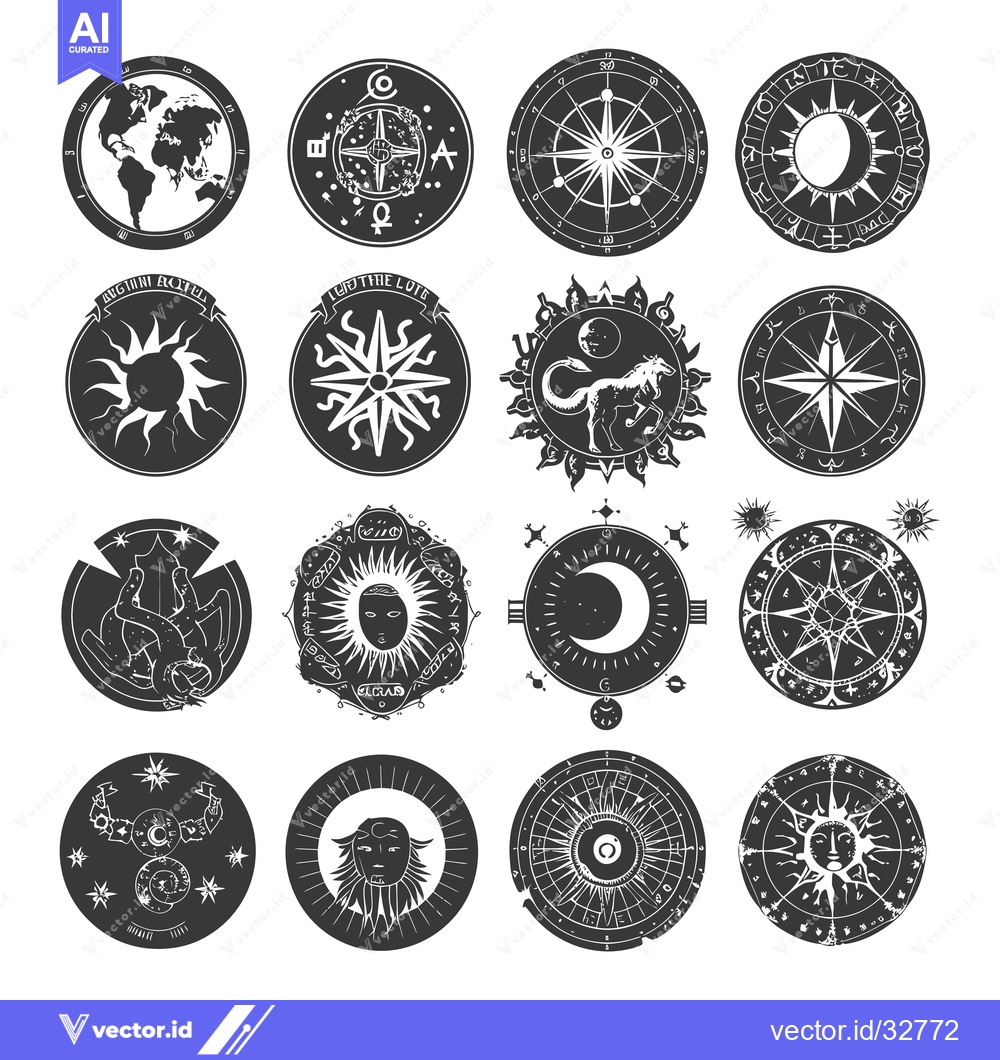 Premium Vector dari Collection of Circular Celestial and Astrological Designs