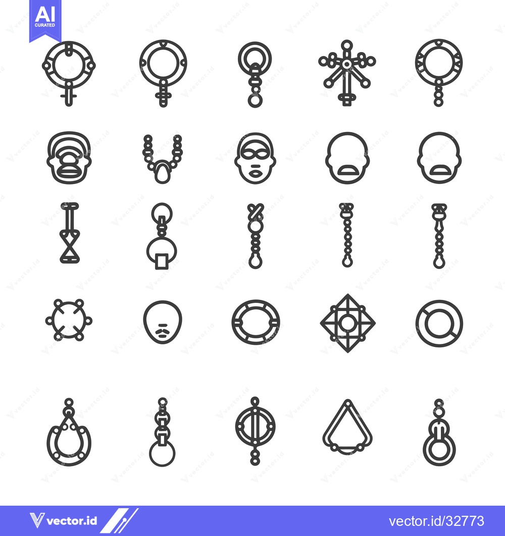 Premium Vector dari Collection of Circular, Geometric, and Chain-like Line Drawings