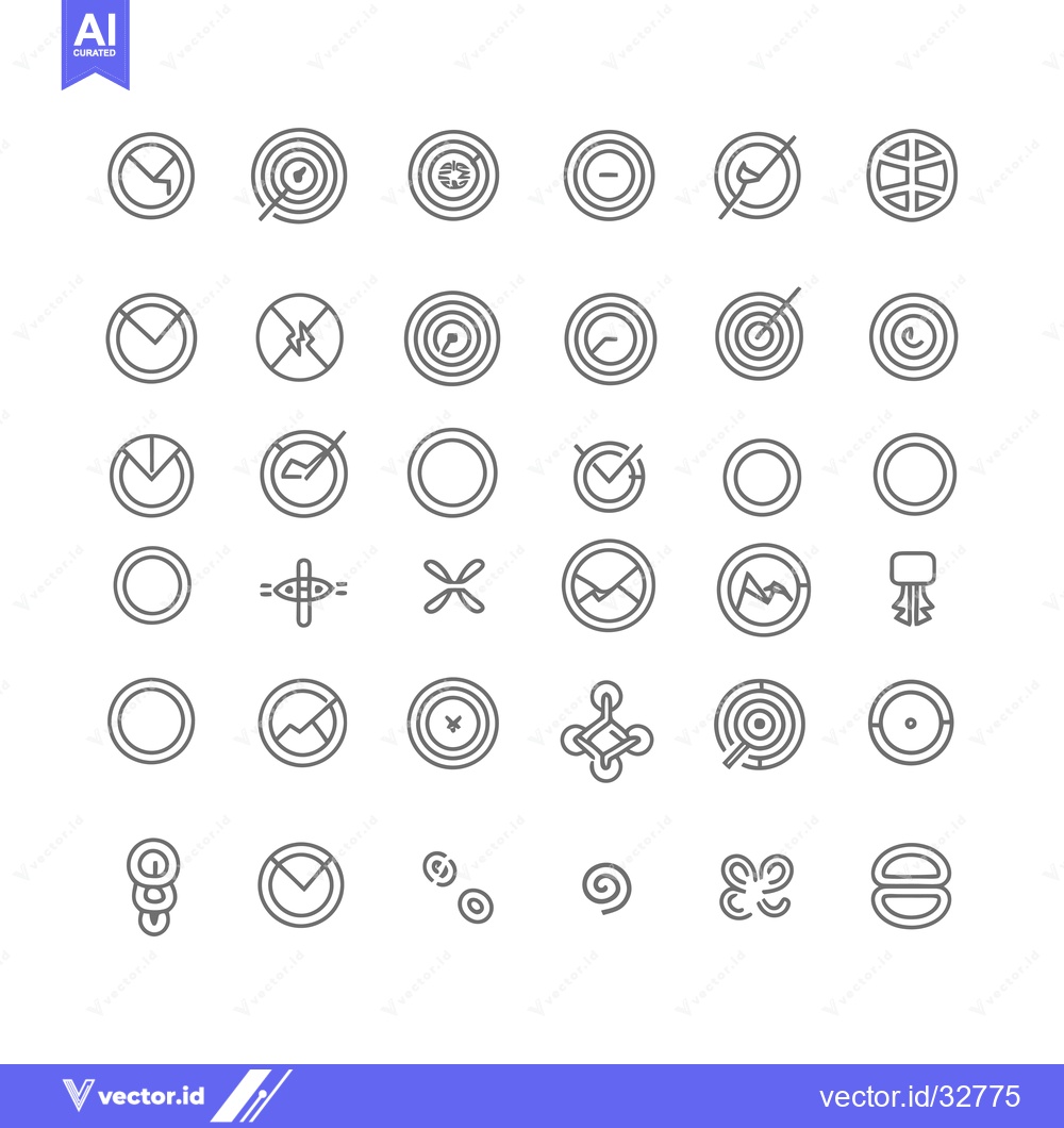 Premium Vector dari Collection of Circular Icons with Different Shapes and Patterns