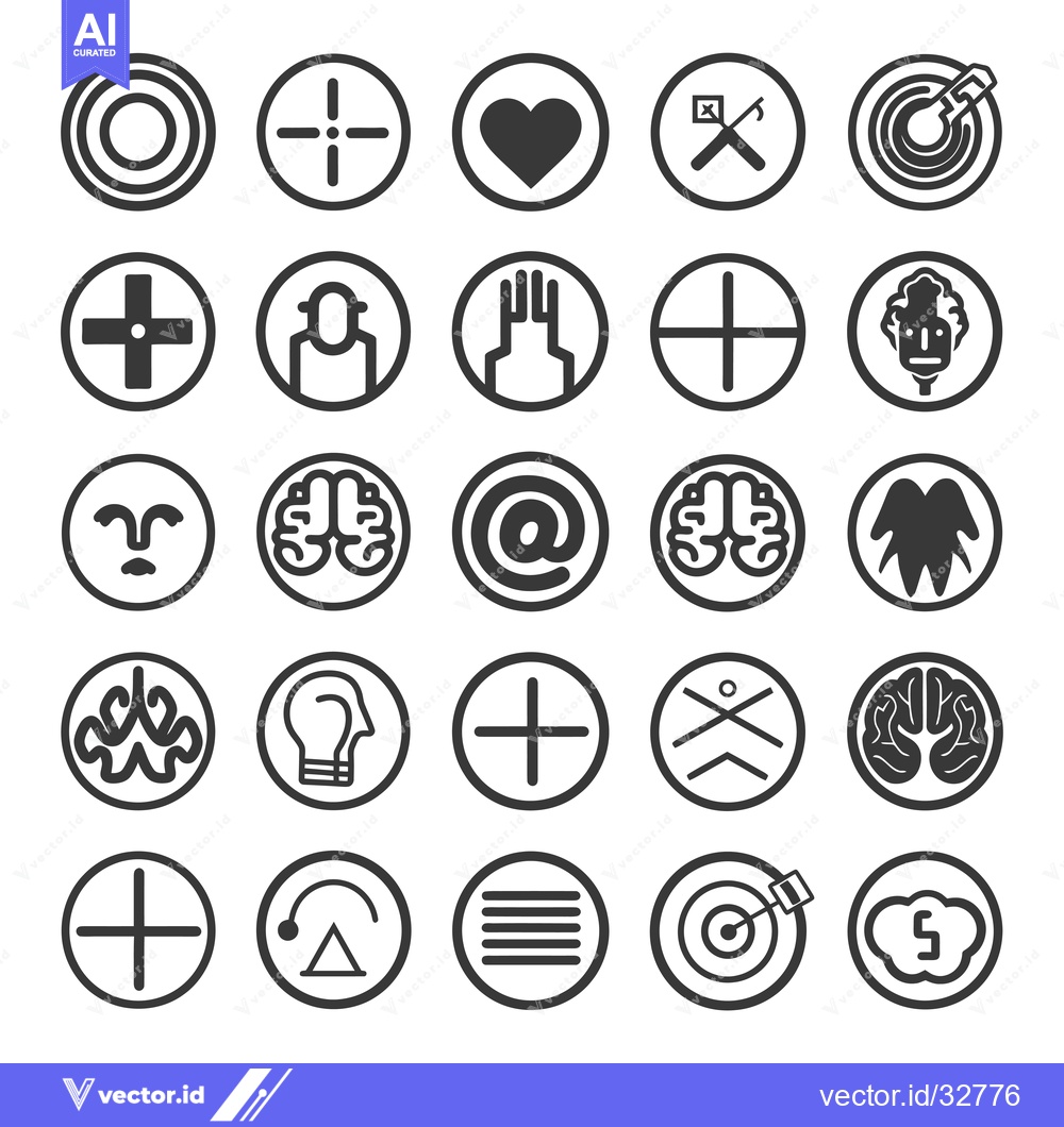 Premium Vector of Collection of Circular Icons with Various Symbols