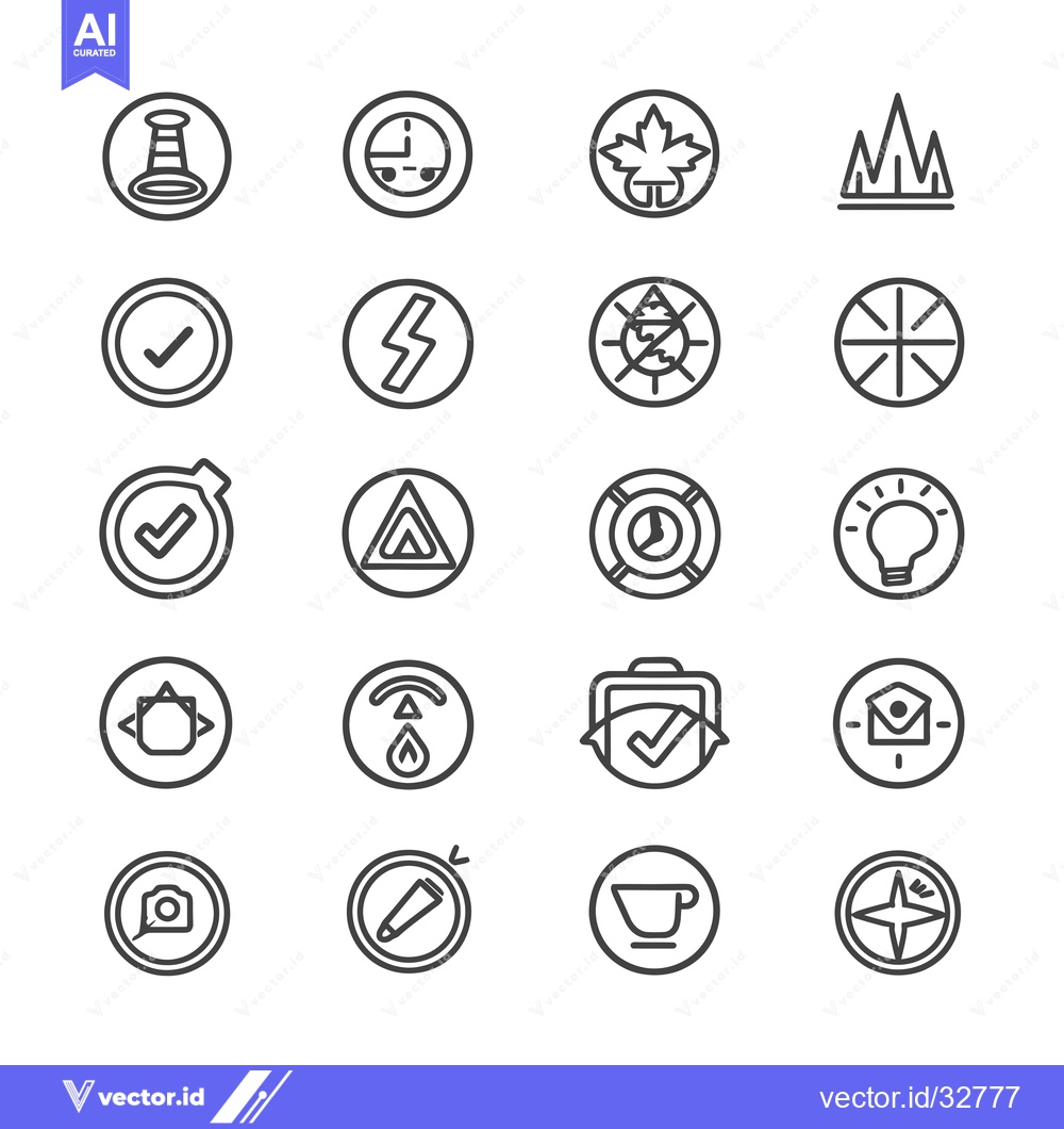 Premium Vector dari Collection of Circular Icons with Various Symbols