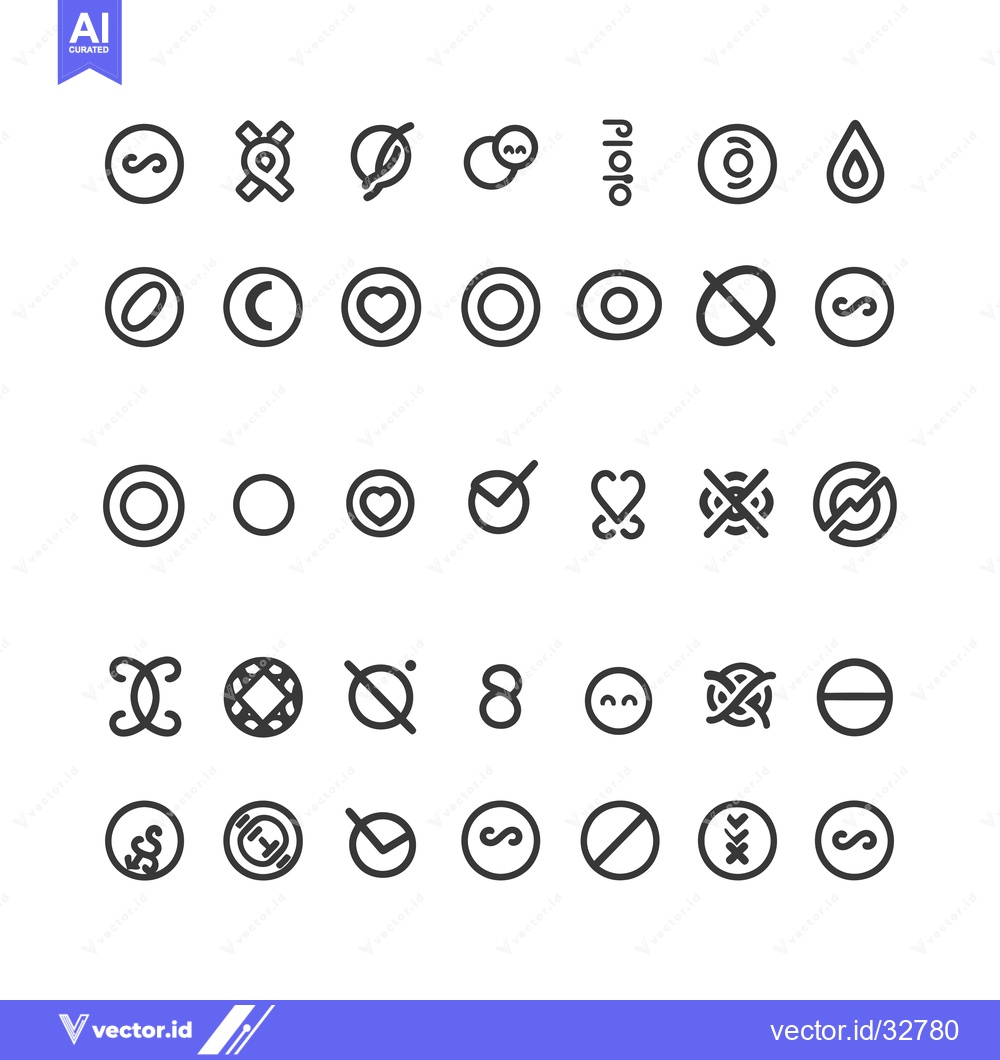 Premium Vector of Collection of Circular Line Icons with Various Symbols