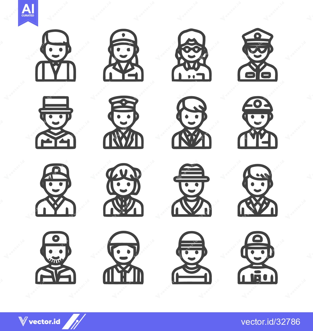 Premium Vector of Diverse Professions - A Collection of People Icons Representing Variou