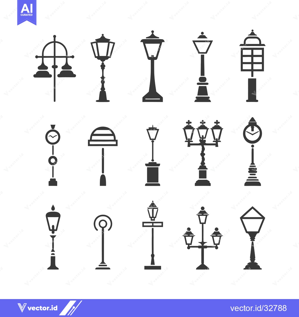Premium Vector dari Collection of Classic Street Lamp Silhouettes