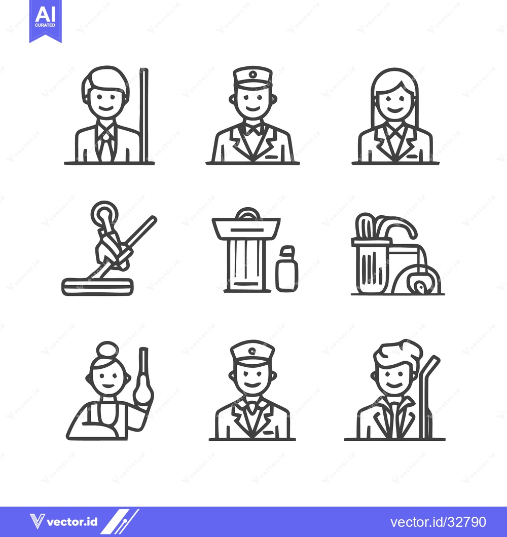 Premium Vector dari Diverse Professional Icons Representing Various Occupations and Roles.