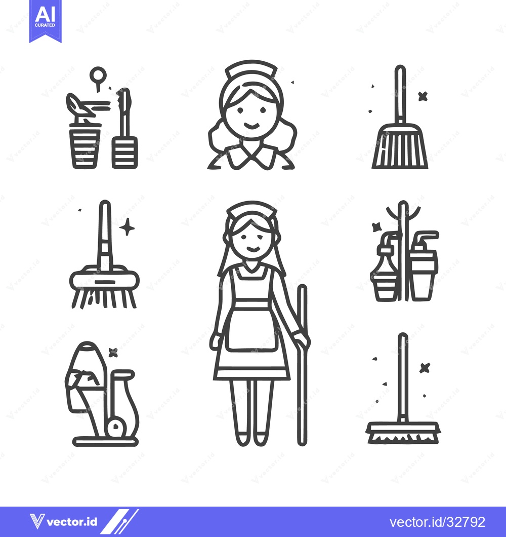 Premium Vector of Cleaning Service Icons - A Comprehensive Collection of Illustrations.