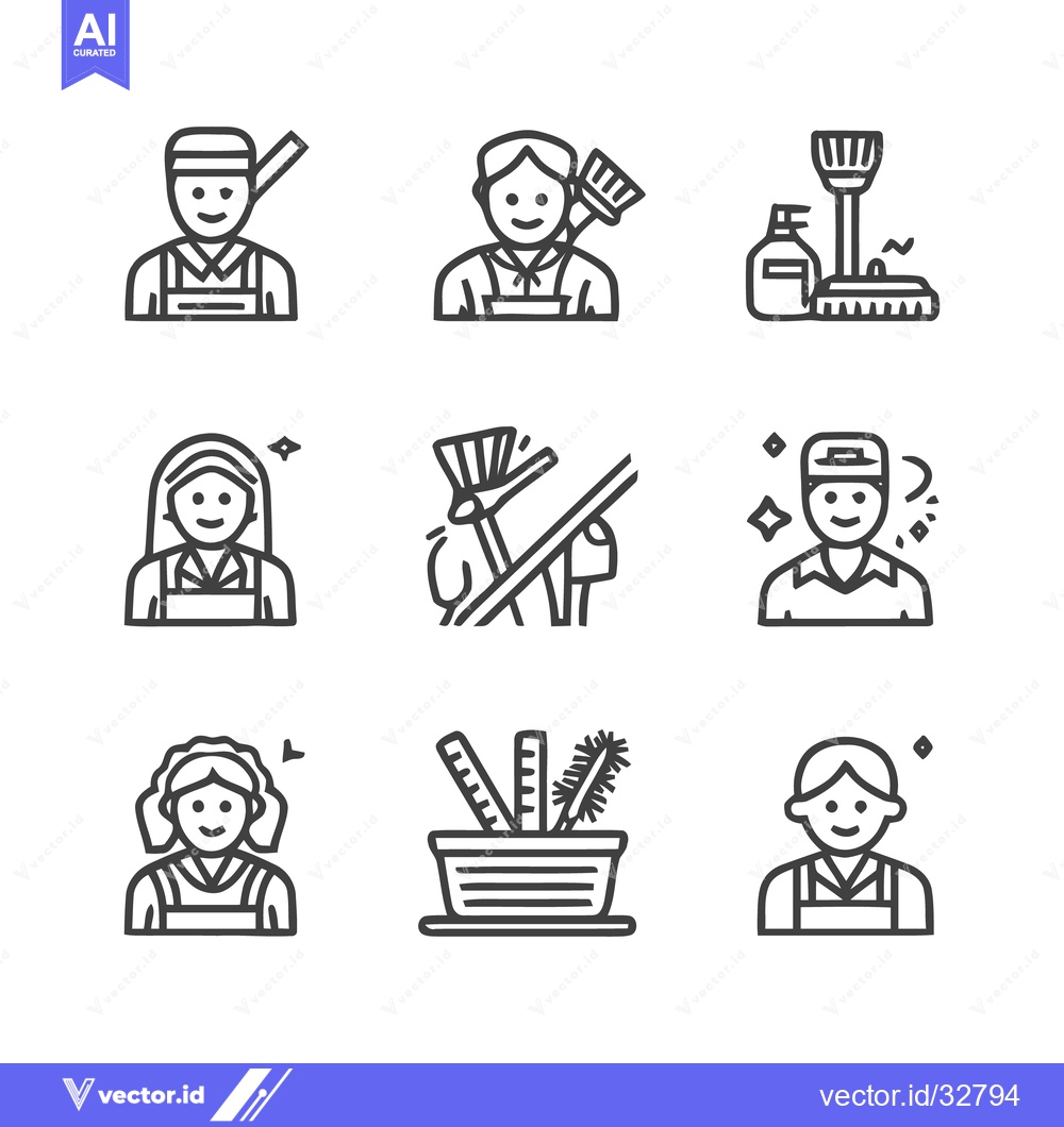 Premium Vector dari Cleaning Service Icons - Professional Housekeeping and Maintenance.