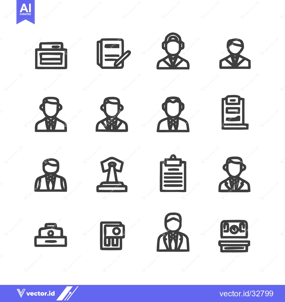 Premium Vector of Business Icons - Set of Office and Professional Symbols.