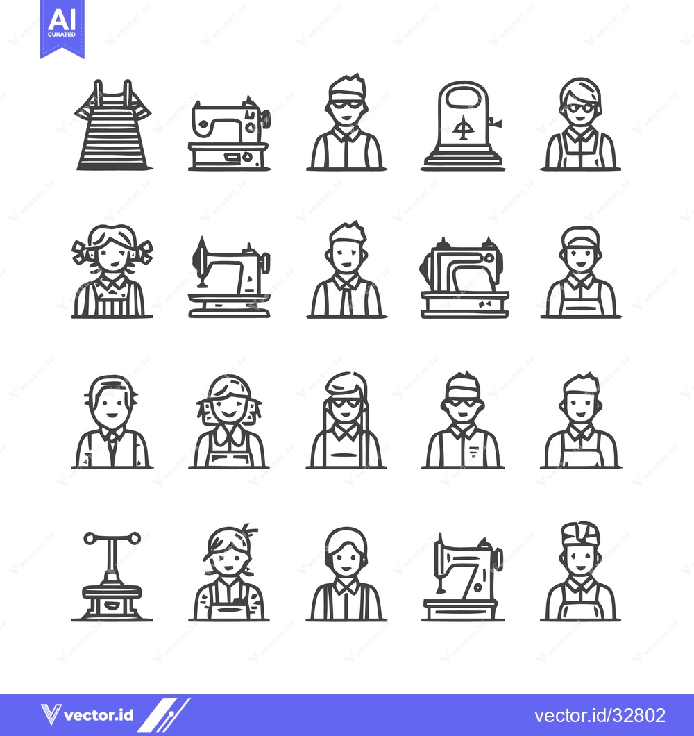 Premium Vector of Collection of Tailors and Sewing Machines in Minimalist Style.