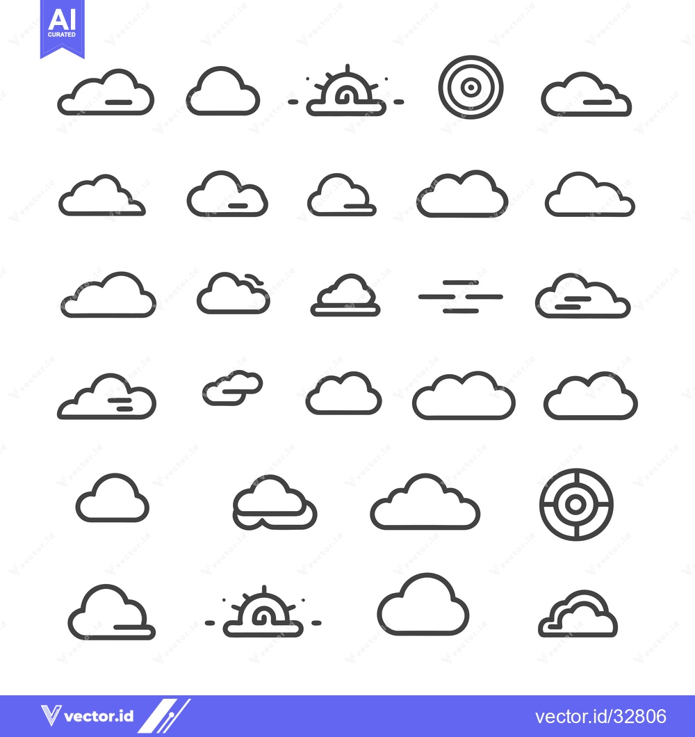 Premium Vector dari Collection of Cloud and Weather Line Icons