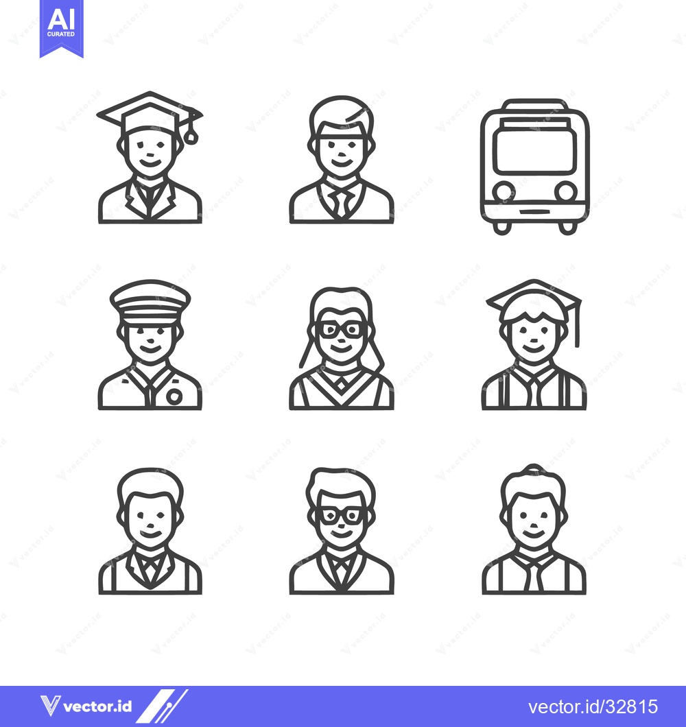 Premium Vector of Collection of various people icons and a bus icon for different uses.