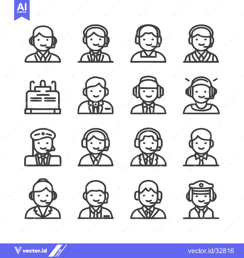 Premium Vector of Customer Service Representatives - A Diverse Collection of Icons.