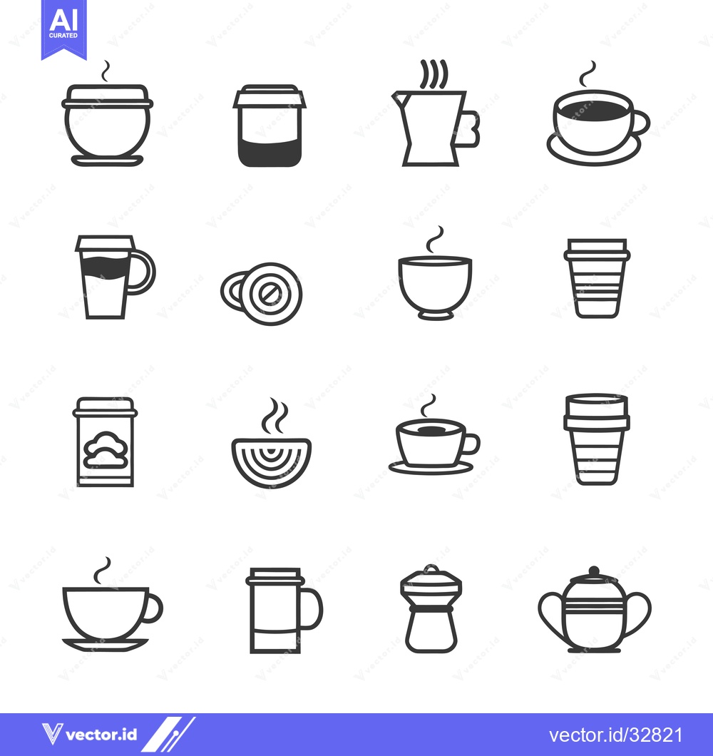 Premium Vector dari Collection of Coffee and Tea Cup Icons