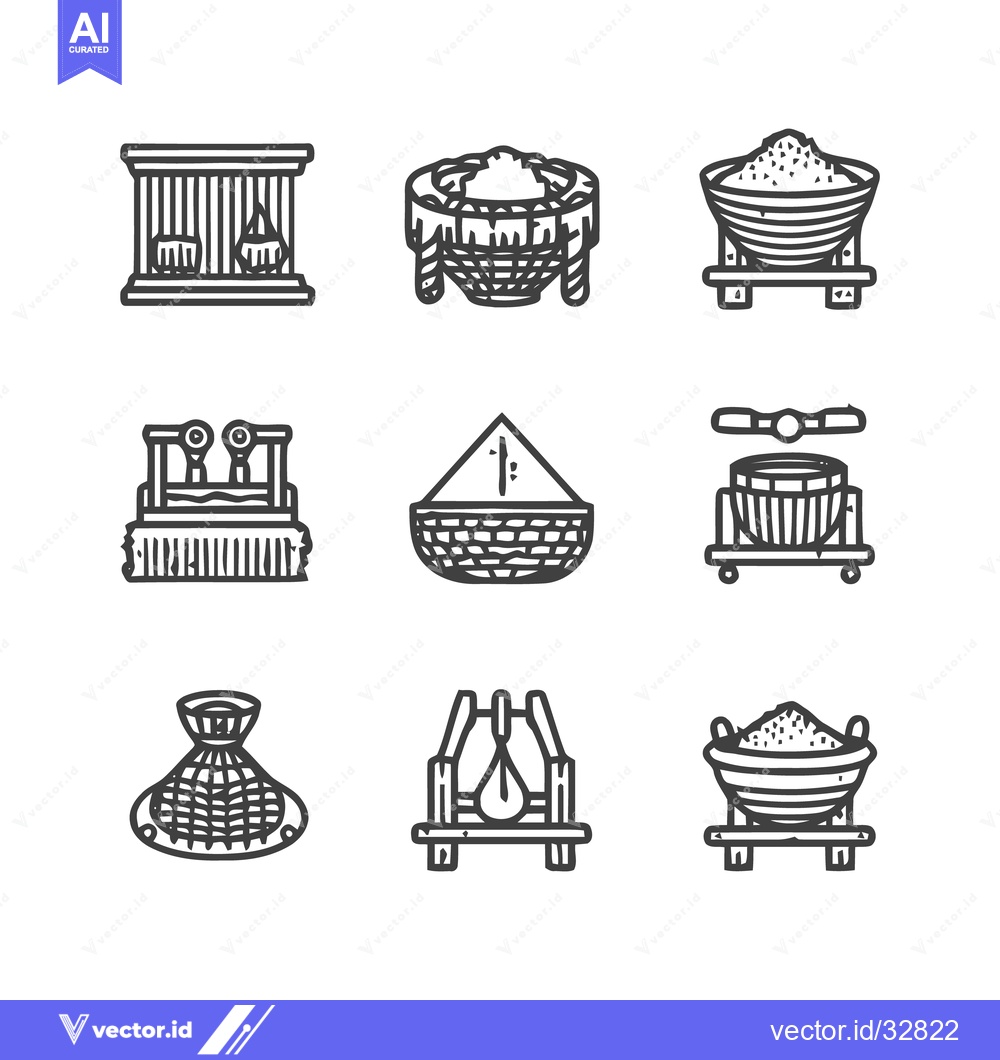 Premium Vector dari Collection of Black and White Industrial Icons.