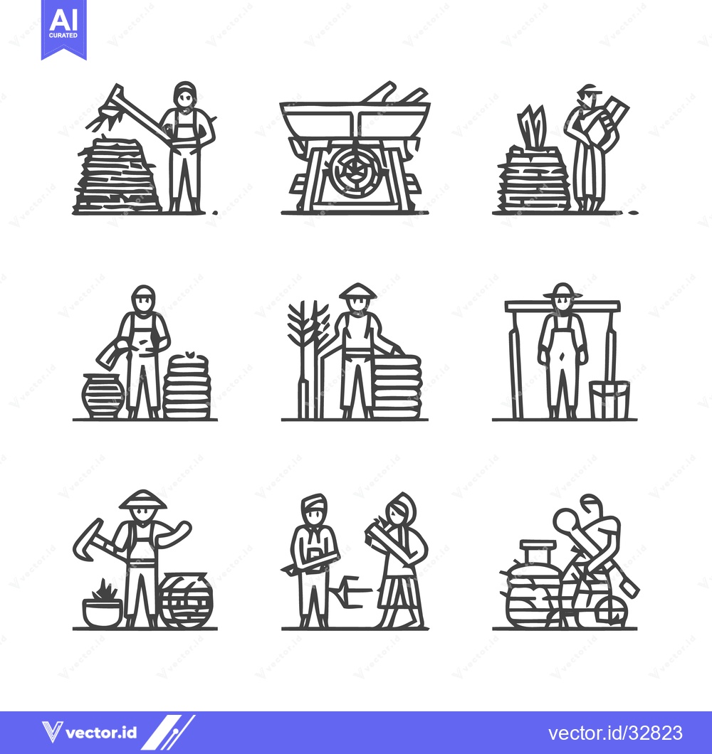 Premium Vector dari Farmers Harvesting Crops and Agricultural Activities.