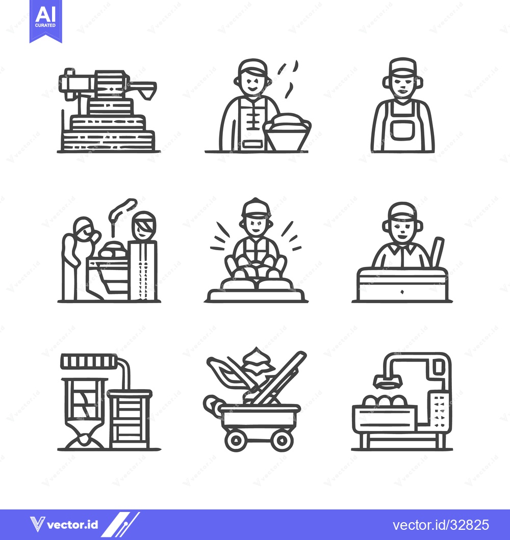 Premium Vector dari Illustrative icons depicting various stages of food processing and pro