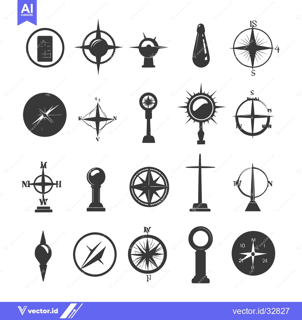Premium Vector of Collection of Compass and Wind Rose Illustrations