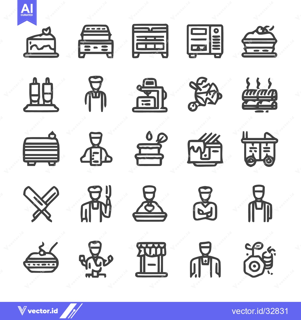 Premium Vector dari Bakery and Food Icons - A Collection of Culinary Symbols.