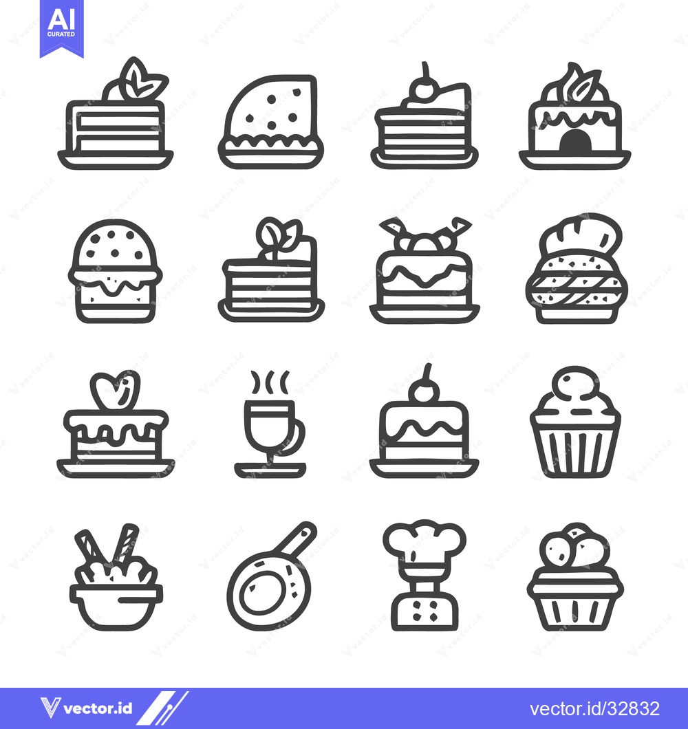 Premium Vector dari Delicious Dessert Icons - Cakes, Cupcakes, and Sweet Treats.