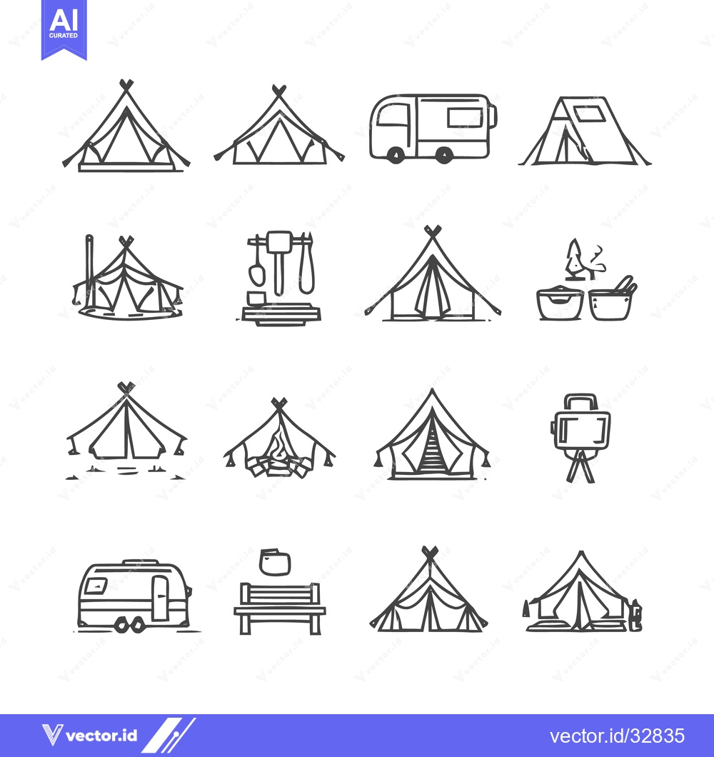 Premium Vector of Camping and Outdoor Adventure Icon Set.