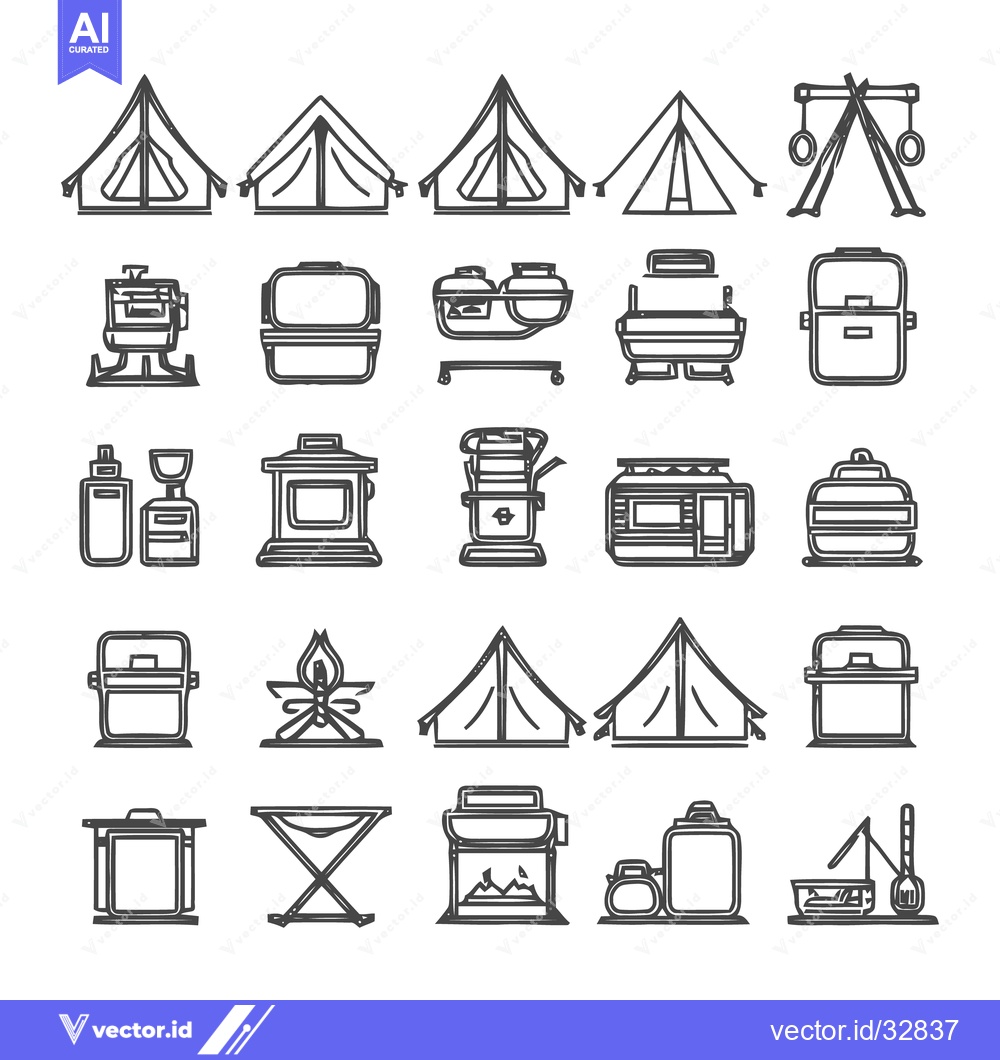 Premium Vector of Camping Equipment and Outdoor Adventure Essentials Illustration.