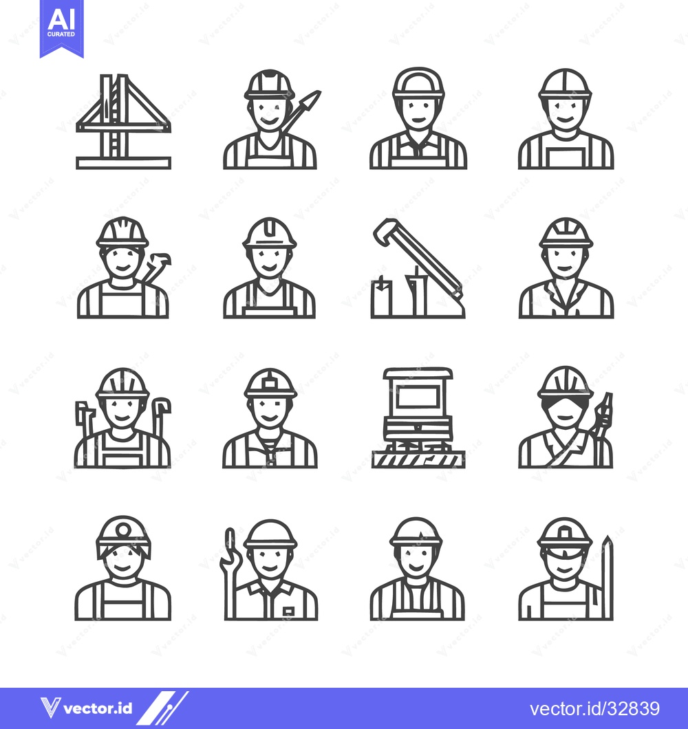 Premium Vector of Construction Workers and Builders - A Collection of Icons.